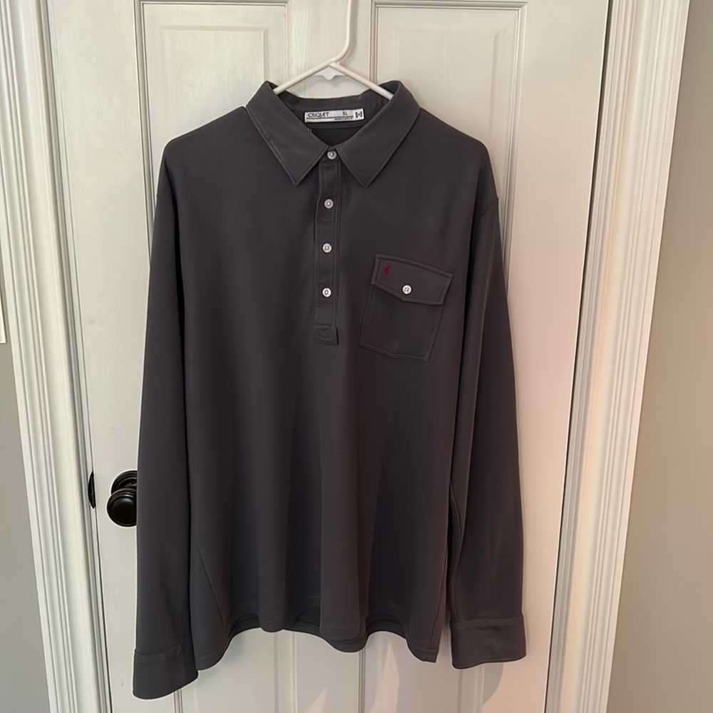 Criquet Long Sleeve Players Shirt 100% Pima Cotton Size XL Blue Steel